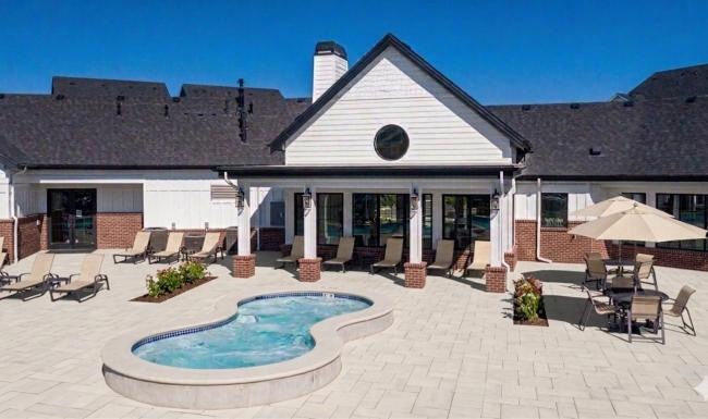 a swimming pool in a backyard