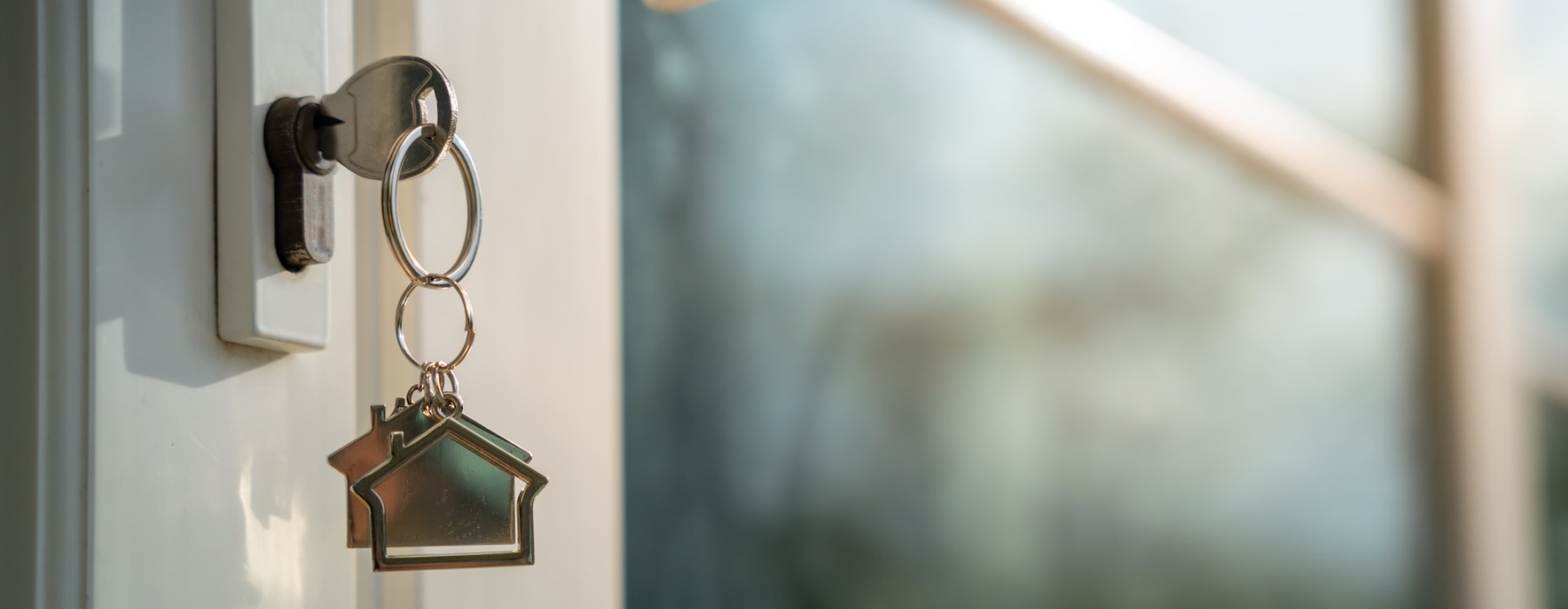 a door handle with a key